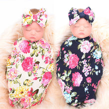 Load image into Gallery viewer, Newborn Receiving Swaddle Blanket &amp; Headband Set